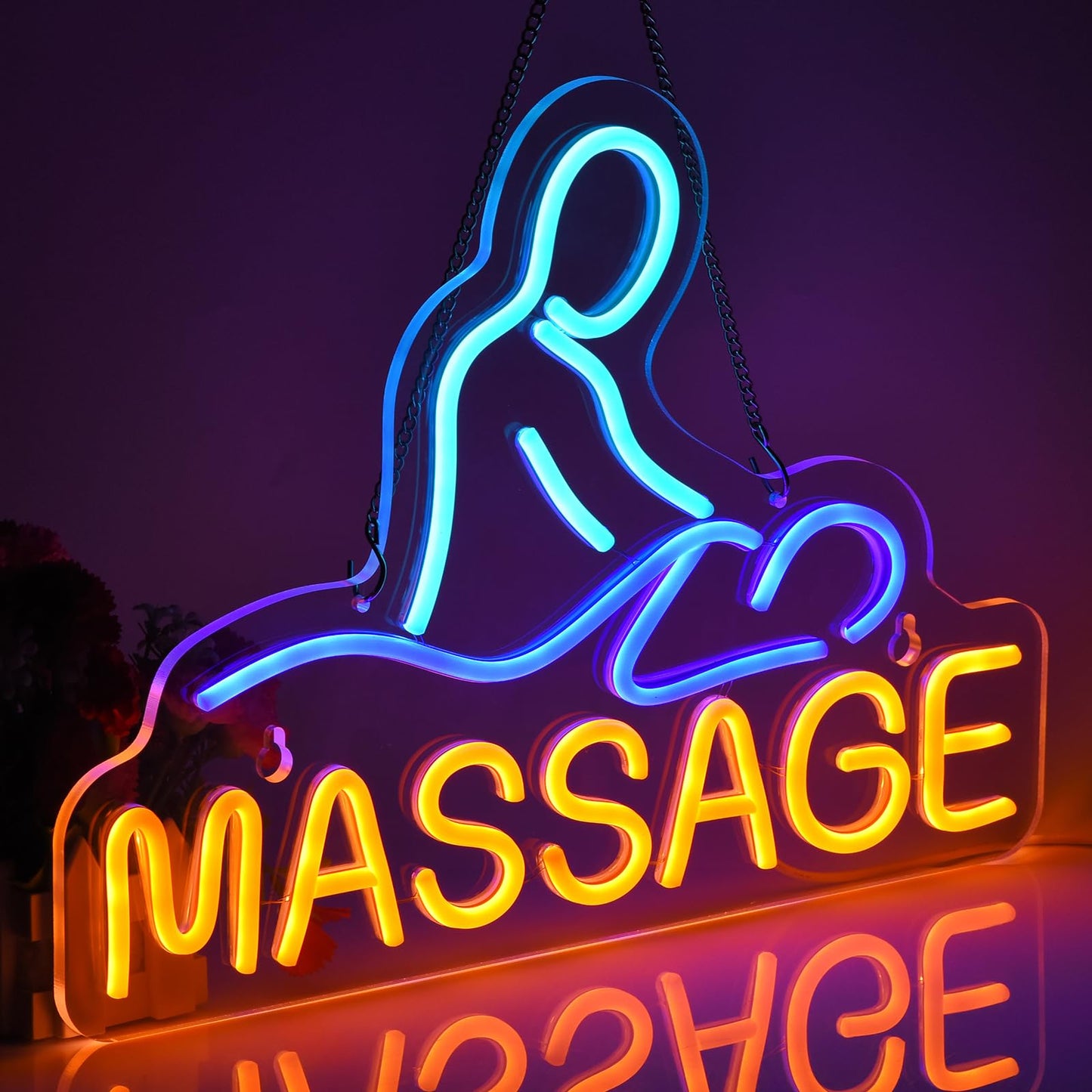 Jomobuty Massage Neon Sign For Wall Decor Led Light Up Sign Massage Room Business Signage Spa Salon Wellness Center 16.1 X 11.8 Led Art Hanging Decorative Gifts