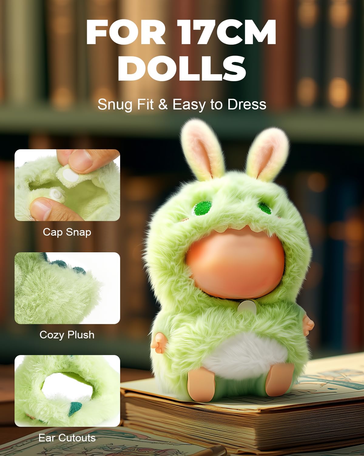17cm Clothes Set, One-Piece Plush Dinosaur Outfit for 17cm Dolls, Adorable and Stylish Doll Clothes with Soft Texture, Cute Clothing for Dress Up, Chic Doll Accessories