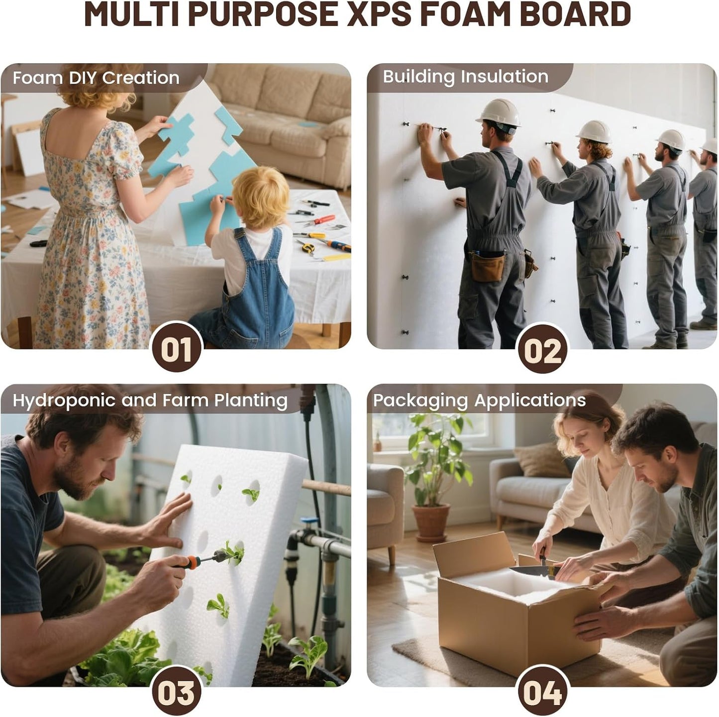 High Density XPS Foam Board,2 Pack 15.6x11.7X 2in Polystyrene Craft Foam Sheets, Rigid and Easy to Shape,DIY Modeling Art Projects, Party Decoration, Cosplay Prop Production, Carve,Heat Insulation