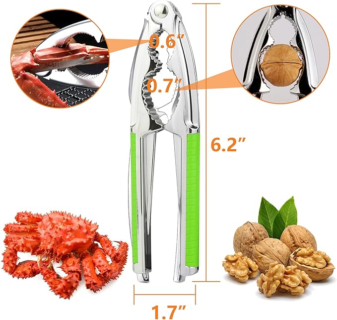 Crab Crackers and Tools, 3 Pcs Crab Crackers with Non-slip Handle, Lobster Crackers and Tools, Seafood Tools Set, Nut Cracker Set, Home Restaurant Kitchen Tools, Green