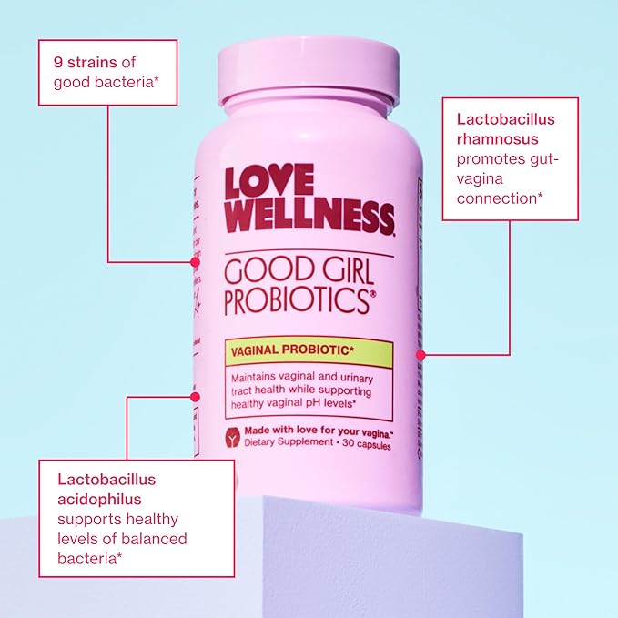 Love Wellness Good Girl Probiotics | Women's Vaginal Health Supplement | Vaginal Probiotics for Women pH Balance & Urinary Tract Health | Support Vaginal Odor & Flora | 60 Count