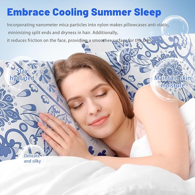 Cooling Pillow Cases for Hot Sleepers - Double Side Arc-Chill Q-Max>0.5 Cooling Fiber Cool Pillow Cases 2 Pack - Breathable Soft Cold Pillow Cases with Hidden Zipper (20" x 30")