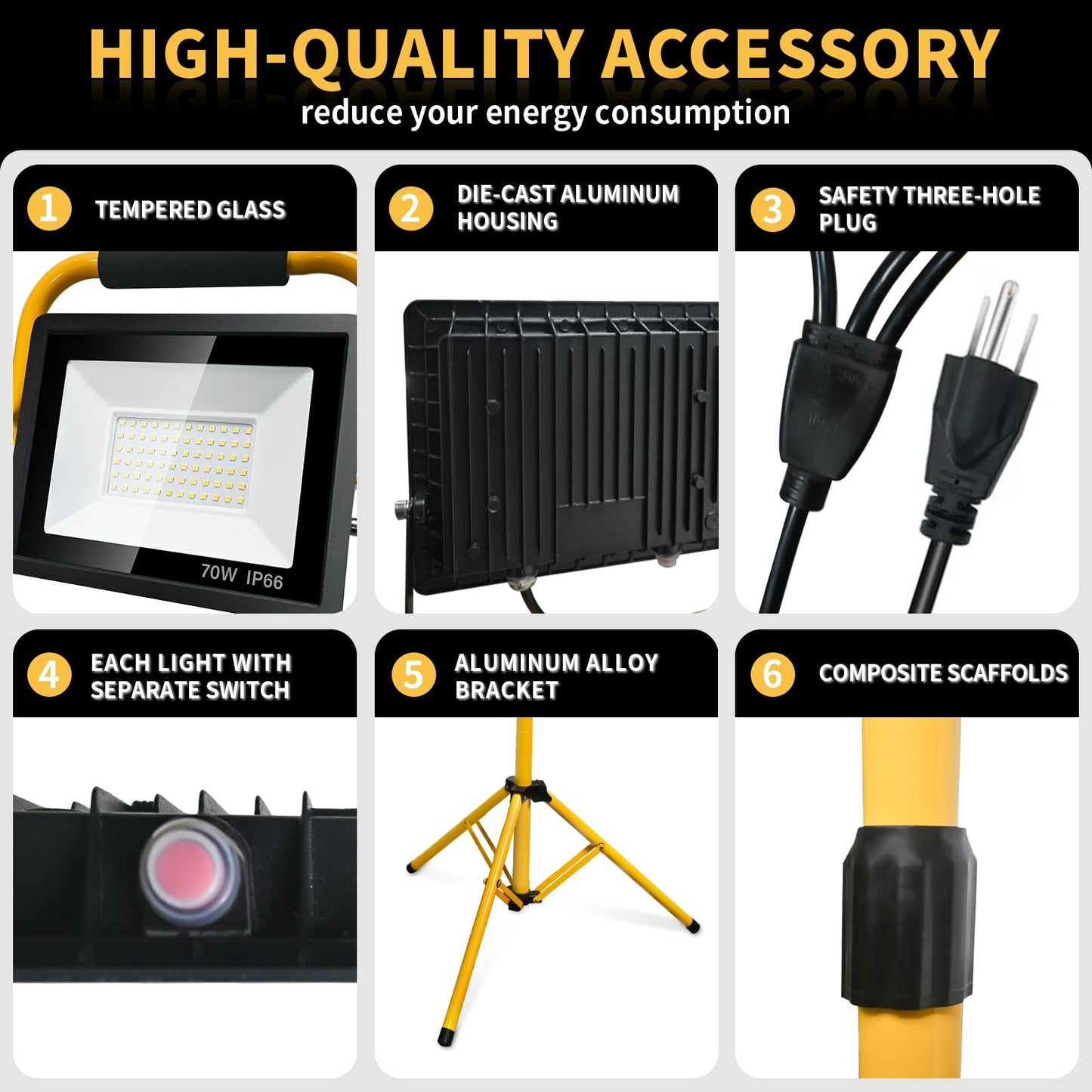 Jefedana Led Light Work Stand: 21000Lm Portable Lighting For Job Site  Construction & Garage Workshop