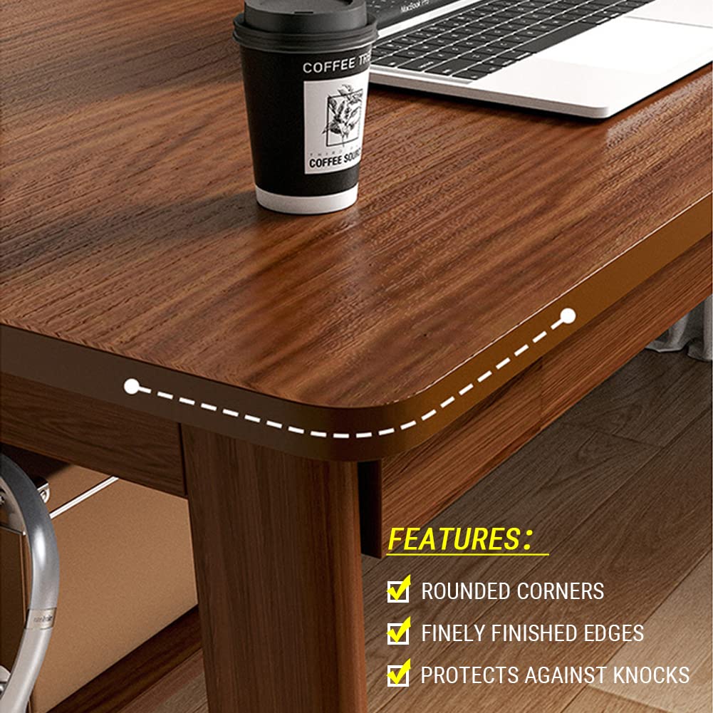 NELYE Mid-Century Long Desk Table - 71" Simple Modern Extra Long 2-Person Wood Computer Workstation for Home Office Work in Walnut, 71" W x 24" D