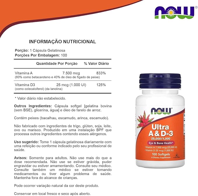 Ultra A & D3, 100 Softgels by Now Foods (Pack of 3)