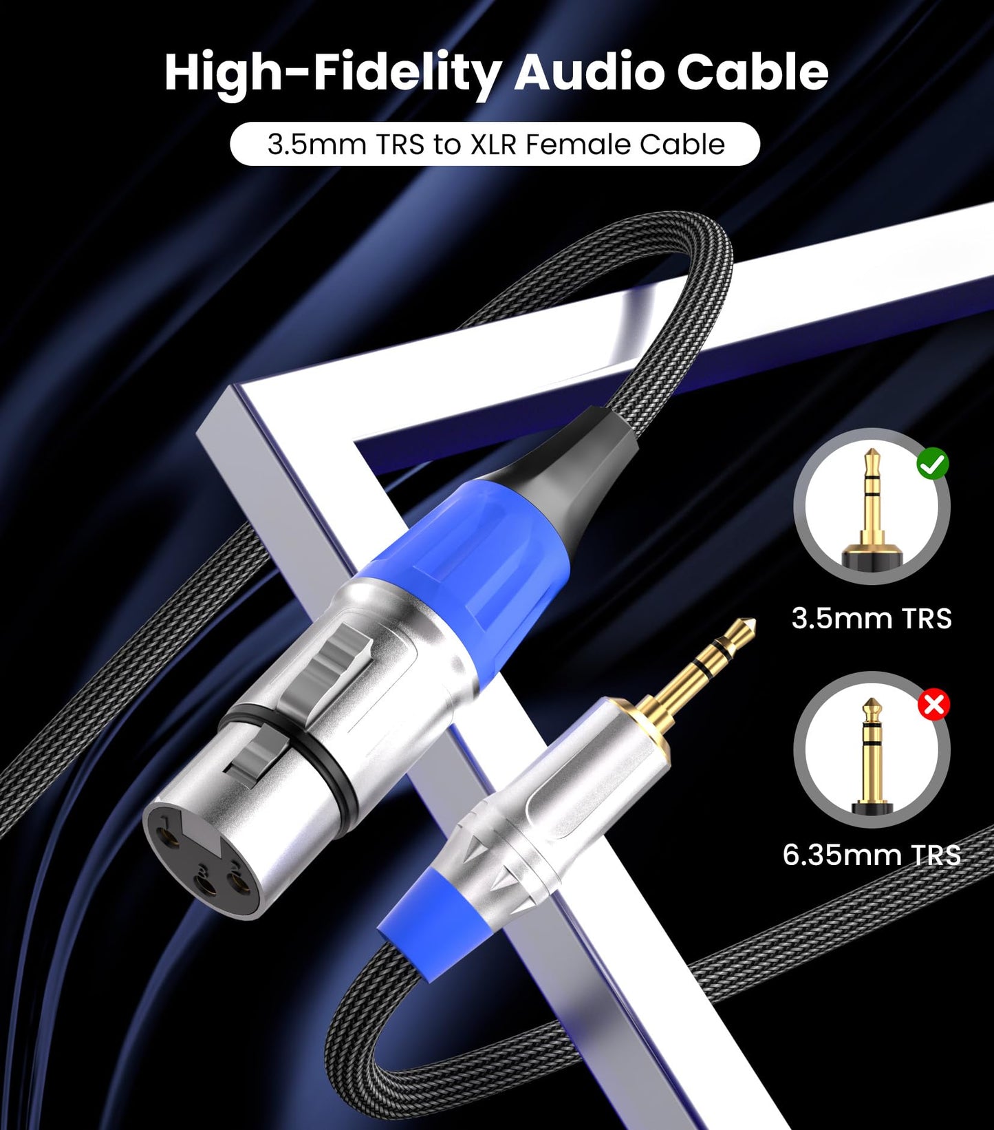 Tisino Xlr To 3.5Mm Microphone Cable - 10 Feet Unblanced Xlr Female To 1/8 Inch Mic Cord For Camcorders, Dslr Cameras, Computer