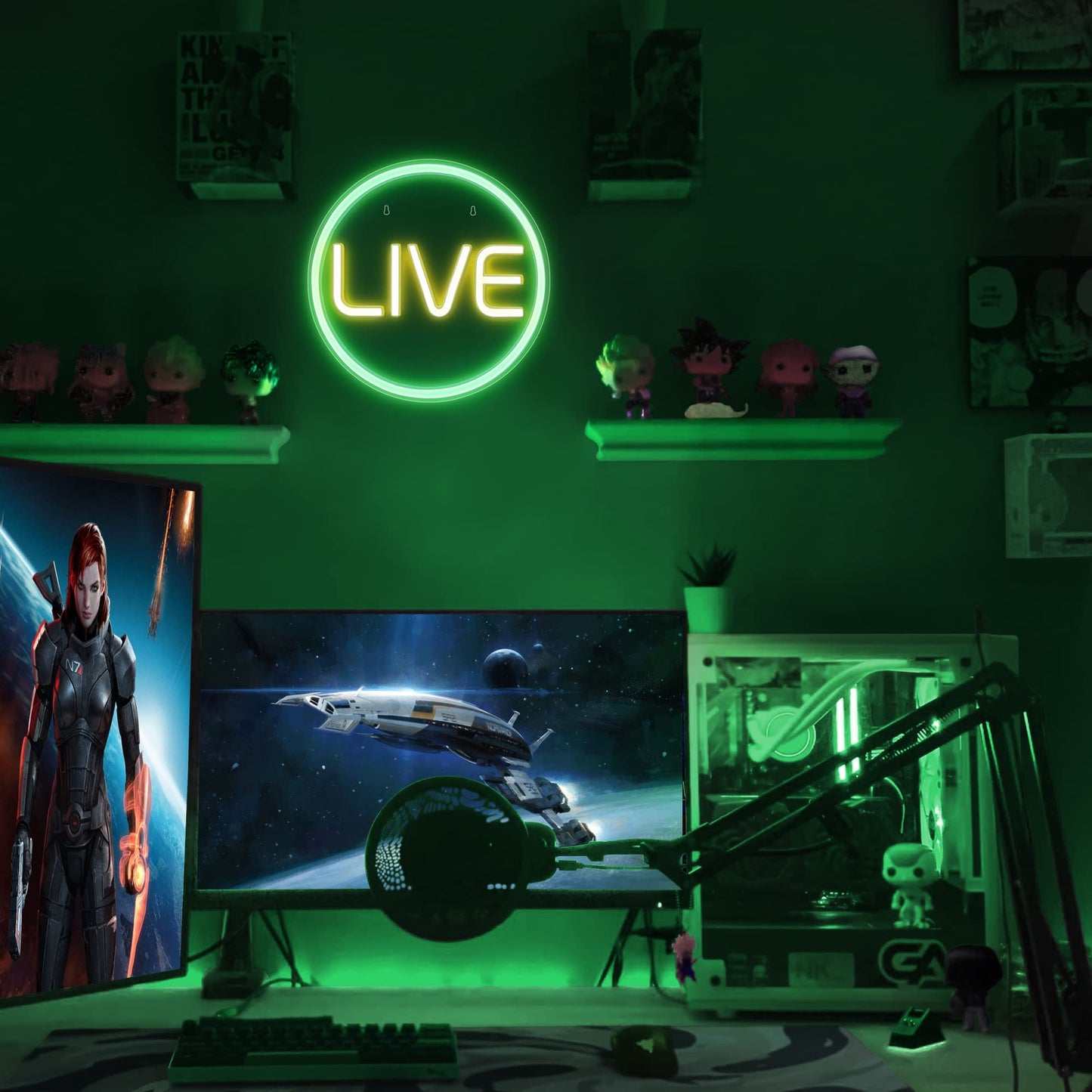 Lumoonosity Live Neon Sign - Green & Yellow LED On Air Light for Streamers - Model NS-LIVE - Acrylic Material