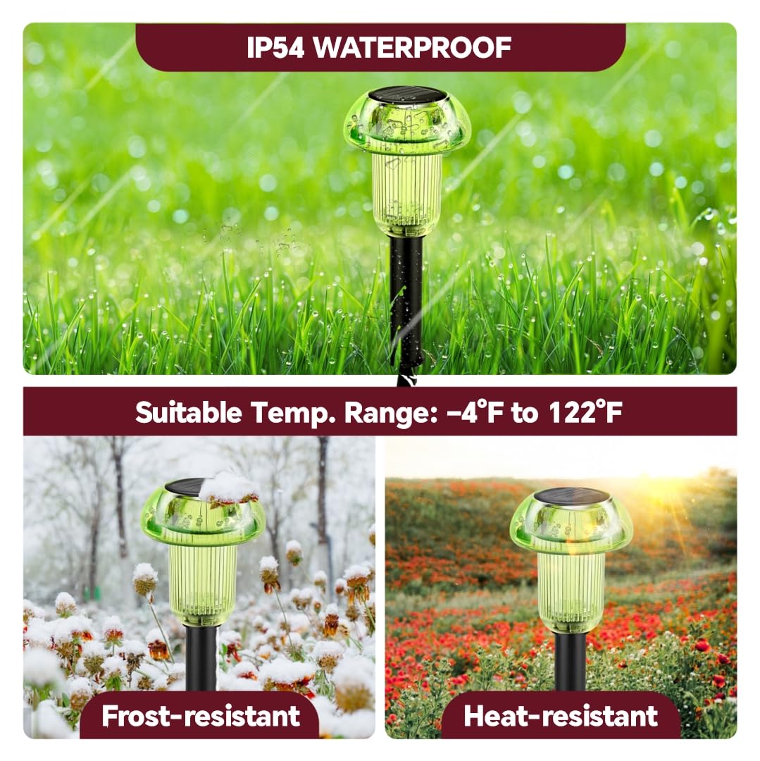 COZY-PAVILION Halloween Solar Pathway Lights, 4-Pack Green LED, Waterproof, Model SLMG-6S4, Acrylic, ABS Plastic