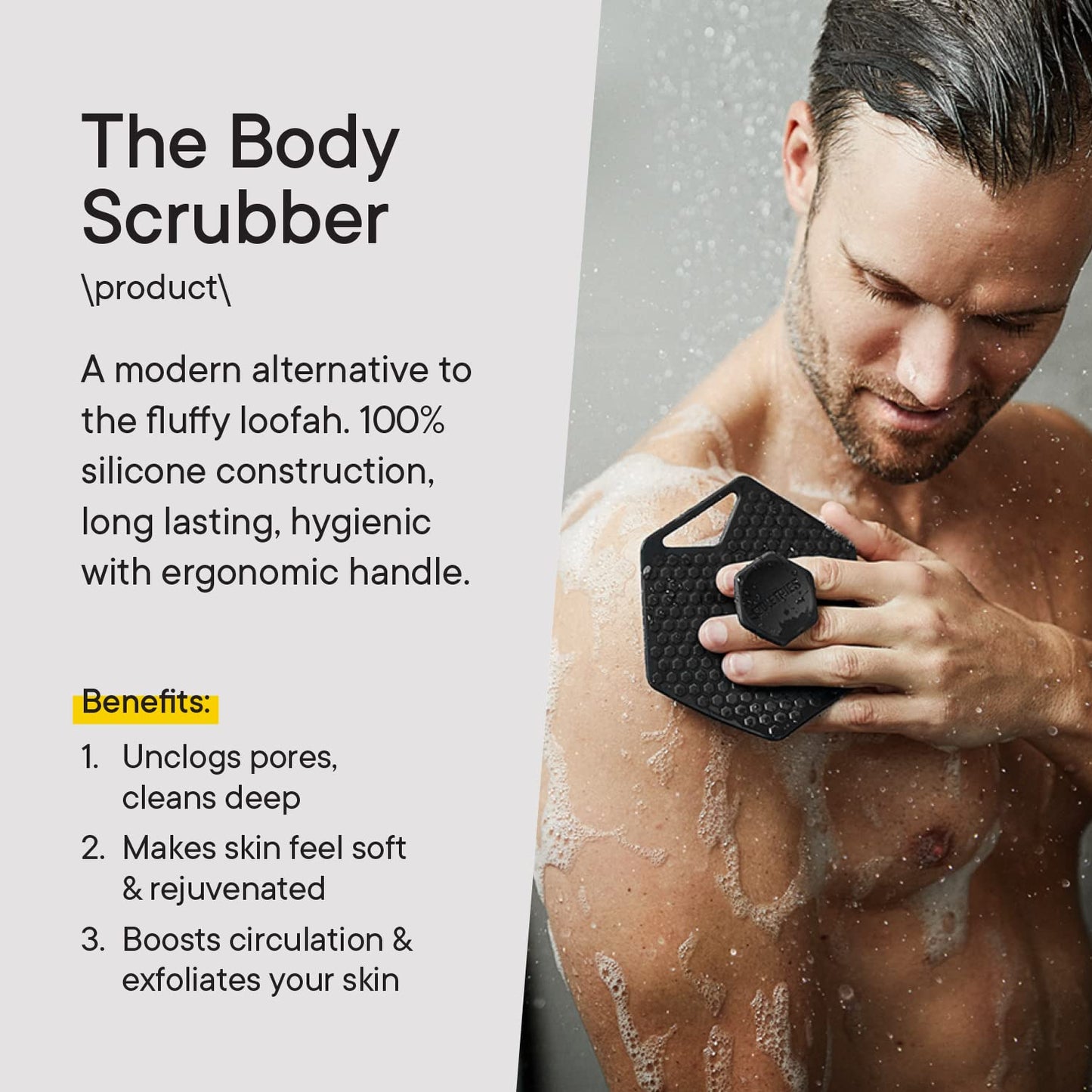 TOOLETRIES Body Scrubber - Silicone Exfoliating Scrubber - Bathroom & Shower Accessories for Men, Travel Essentials for Men - Du