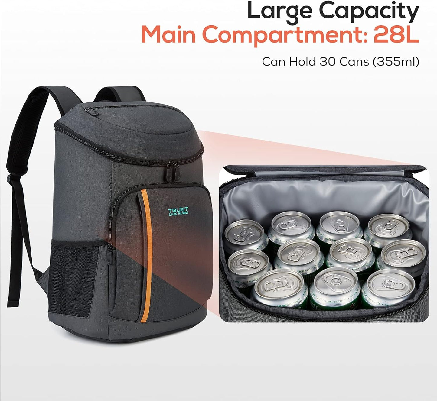TOURIT Cooler Backpack 30 Cans Lightweight Insulated Backpack Cooler Leak-Proof for Men and Women