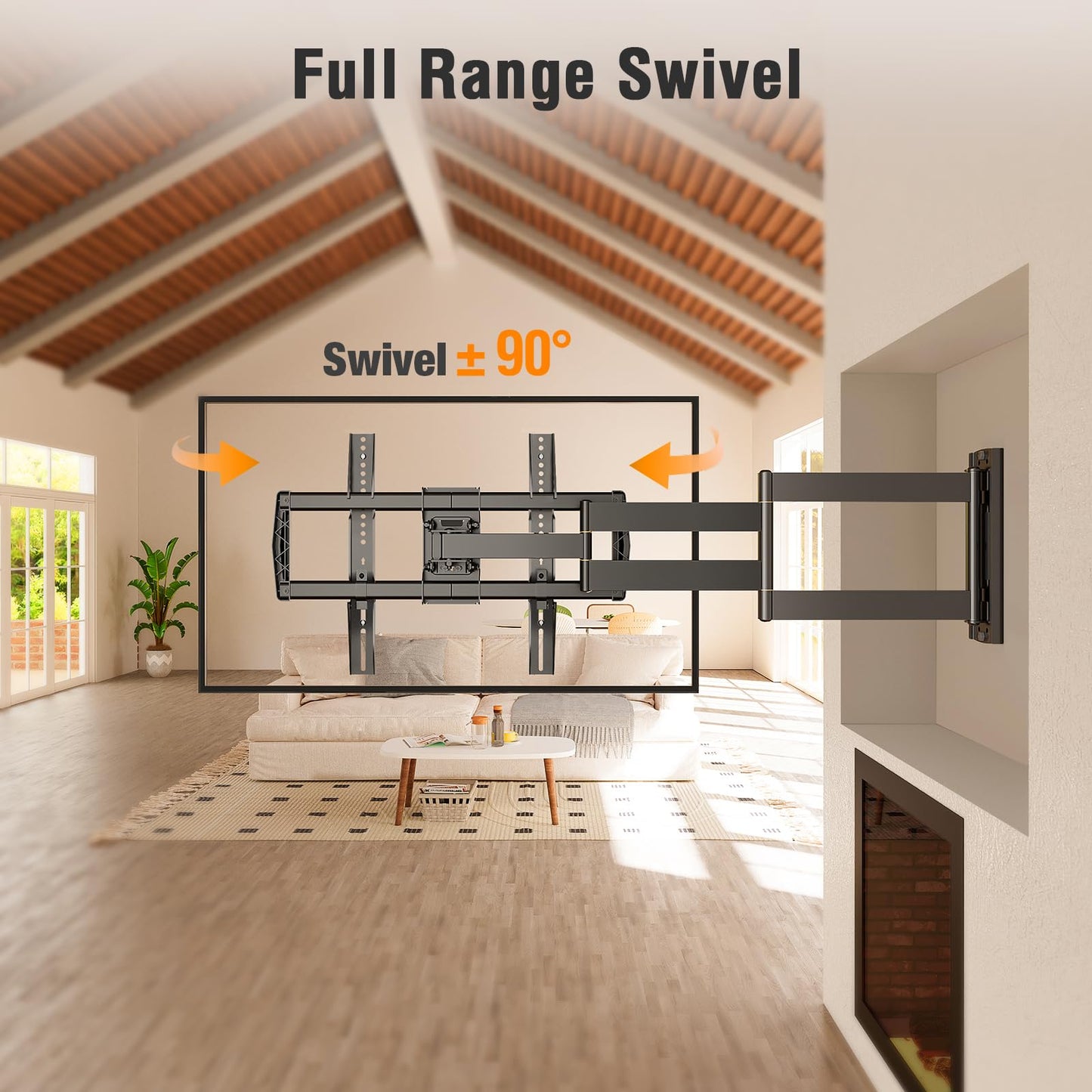 ELIVED Long Arm TV Wall Mount for Most 42-75 Inch TVs, 30 Inch Long Extension Corner TV Mount, Full Motion Wall Mount tv Bracket Swivel and Tilt, Holds up to 99 lbs. Max VESA 600x400mm, YD3037
