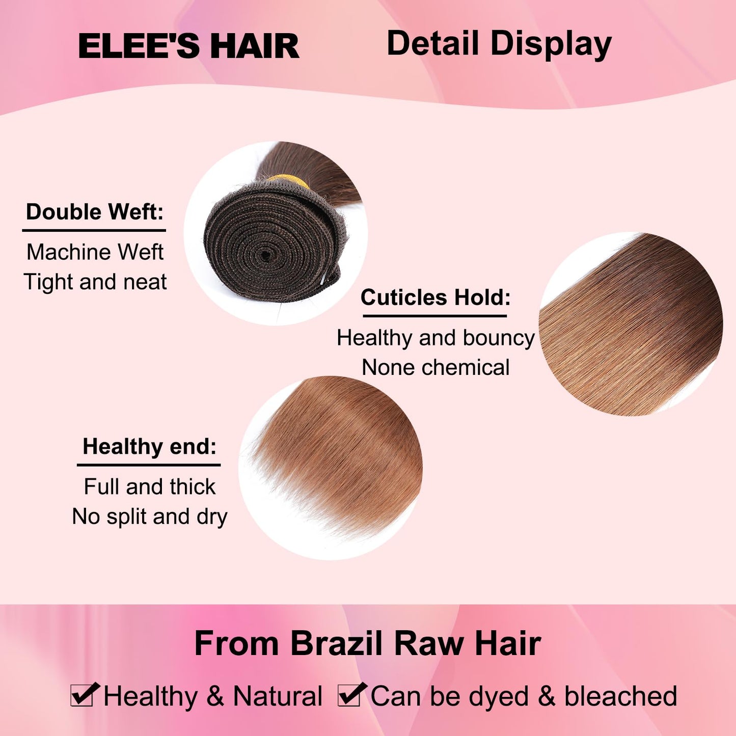 12A Ombre Bundles Human Hair Straight Human Hair 100% Unprocessed Virgin Remy Hair Bundles 2 Tone Black to Honey Brown Human Hai