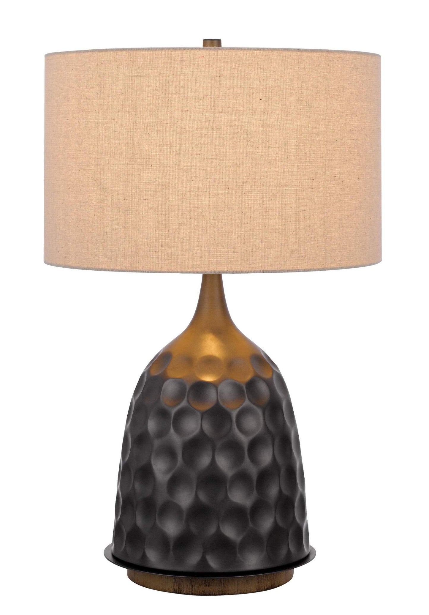 Homeroots Metal Table Lamp, 29 In. With Drum Shade, Gray & Brown, Model 524739