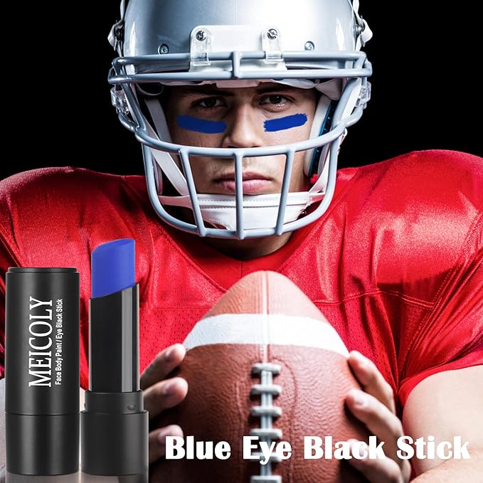 MEICOLY Royal Blue Face Body Paint Stick for Halloween SFX Avatar Smurf Mystique Alien SFX Makeup,Blue Face Paint for Adults and Kids,Waterproof Eye Black Stick for Baseball Softball Football Lacrosse