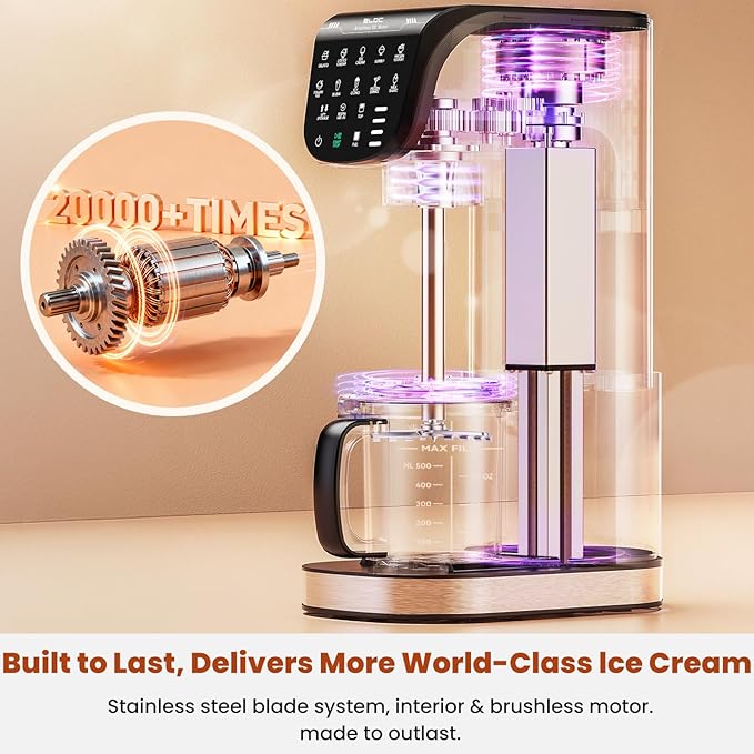 Ice Cream Maker Machine 12-in-1, Full Automatic Stainless Steel Homemade Ice Cream Maker for Sorbet, Milkshake, Frozen Yogurt & More, Easy to Clean Ice Cream Machine, (3) Family-Sized Tritan Tubs