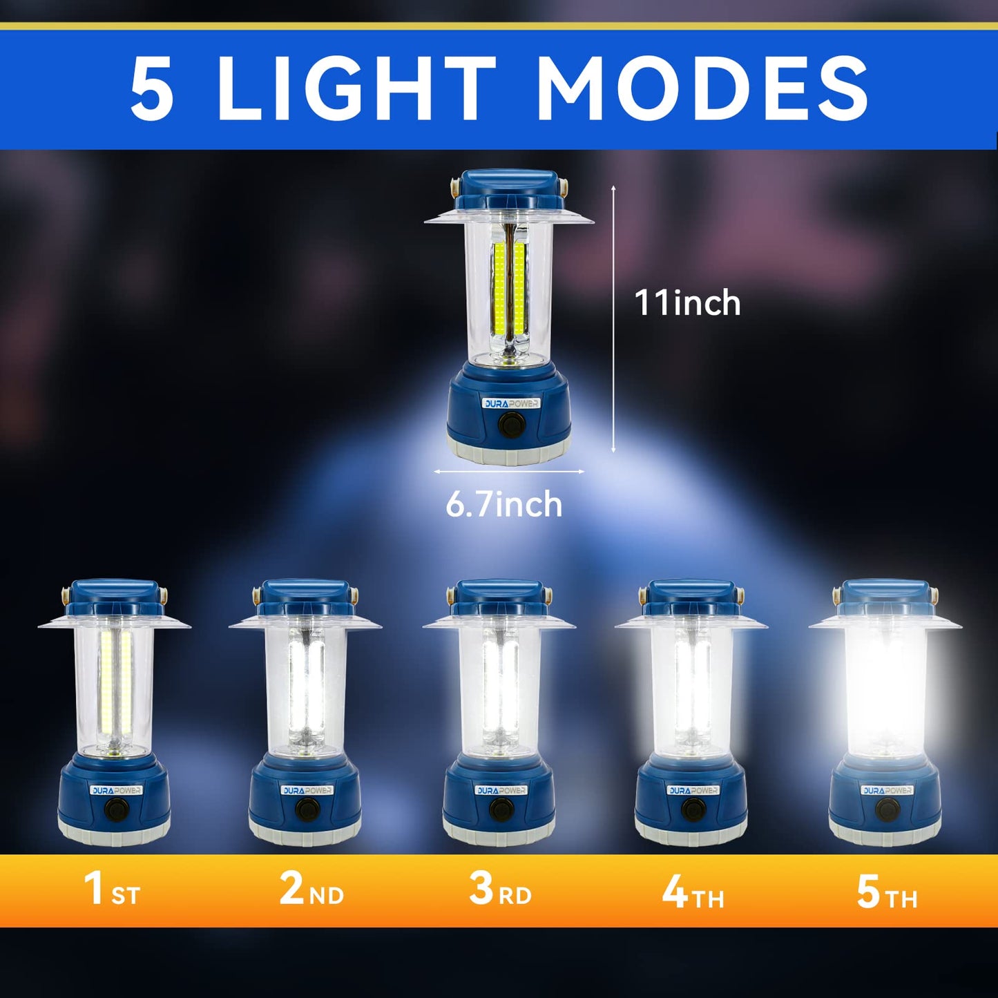 Durapower Led Camping Lantern Rechargeable  Bright 2000 Lumen  5 Modes  4000 Mah Power Bank  Ip44 Waterproof Lantern For Hurricane  Emergency  Power Outages  Home