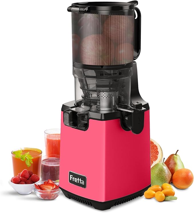 Fretta Cold Press Juicer, Juicer Machines Vegetable and Fruits,5.3'' Wide Self-Feeding Chute,Slow Juicer,Nut Milk Maker Machine, Smoothie Maker,Juice Extractor with Reverse Function,BPA-Free,250W