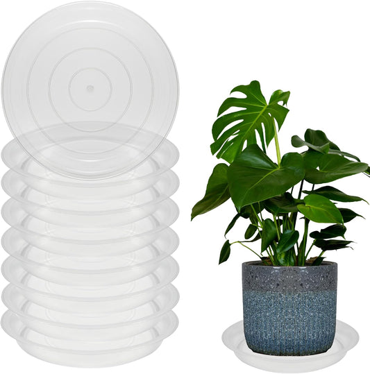 8 Pack 18 Inch Round Plant Saucers for Less 16 Inch Pot Indoors Outdoors Plant Trays for Pots Planter Saucer Plastic Plant Drip Tray Flower Planter Water Tray for Potted Plants(Clear, 18"(8pcs))