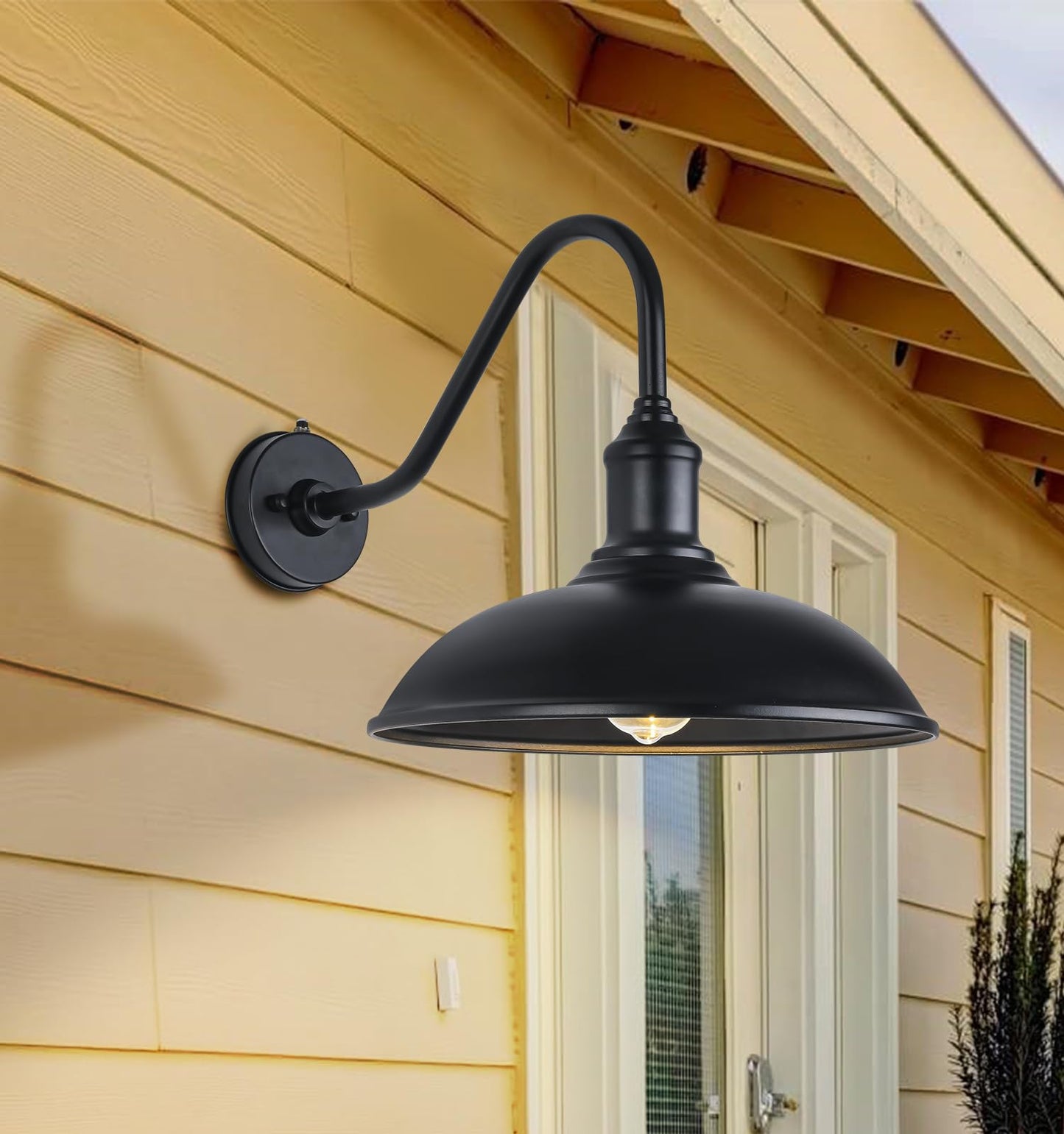 Ytzlvw 15 Inch Large Black Outdoor Gooseneck Barn Lights  From Dusk To Dawn Farmhouse Barn Lights  Galvanized + discomfort-reducingted Classic Look  Suitable For Porch  Garage  Outdoor Lighting.