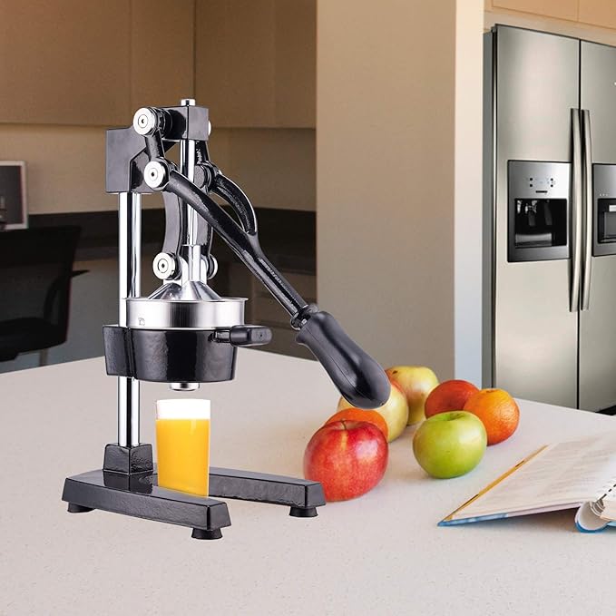 CO-Z Manual Citrus Juicer, Commercial Grade Cast Iron Orange Juicer, Professional Heavy Duty Juice Press with Removable Strainer, Manual Juice Extractor for Orange Lemon Pomegranate Citrus, Black