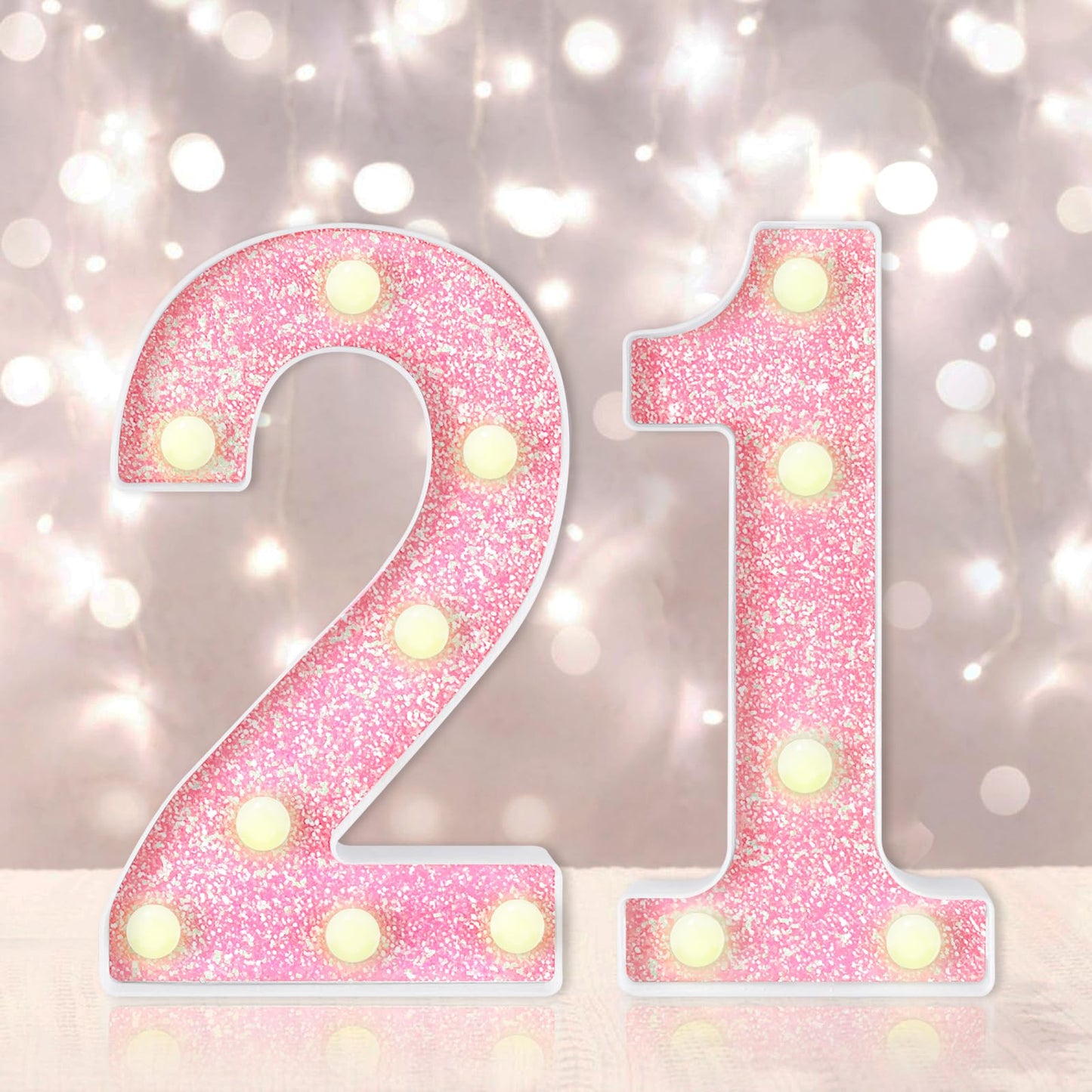 8.7In 21St Birthday Decorations Gifts For Her Him  Light Up Numbers Decorative Sign For 21St Birthday Wedding Work Anniversary Backdrop Table Wall Decor(Shining Pink)