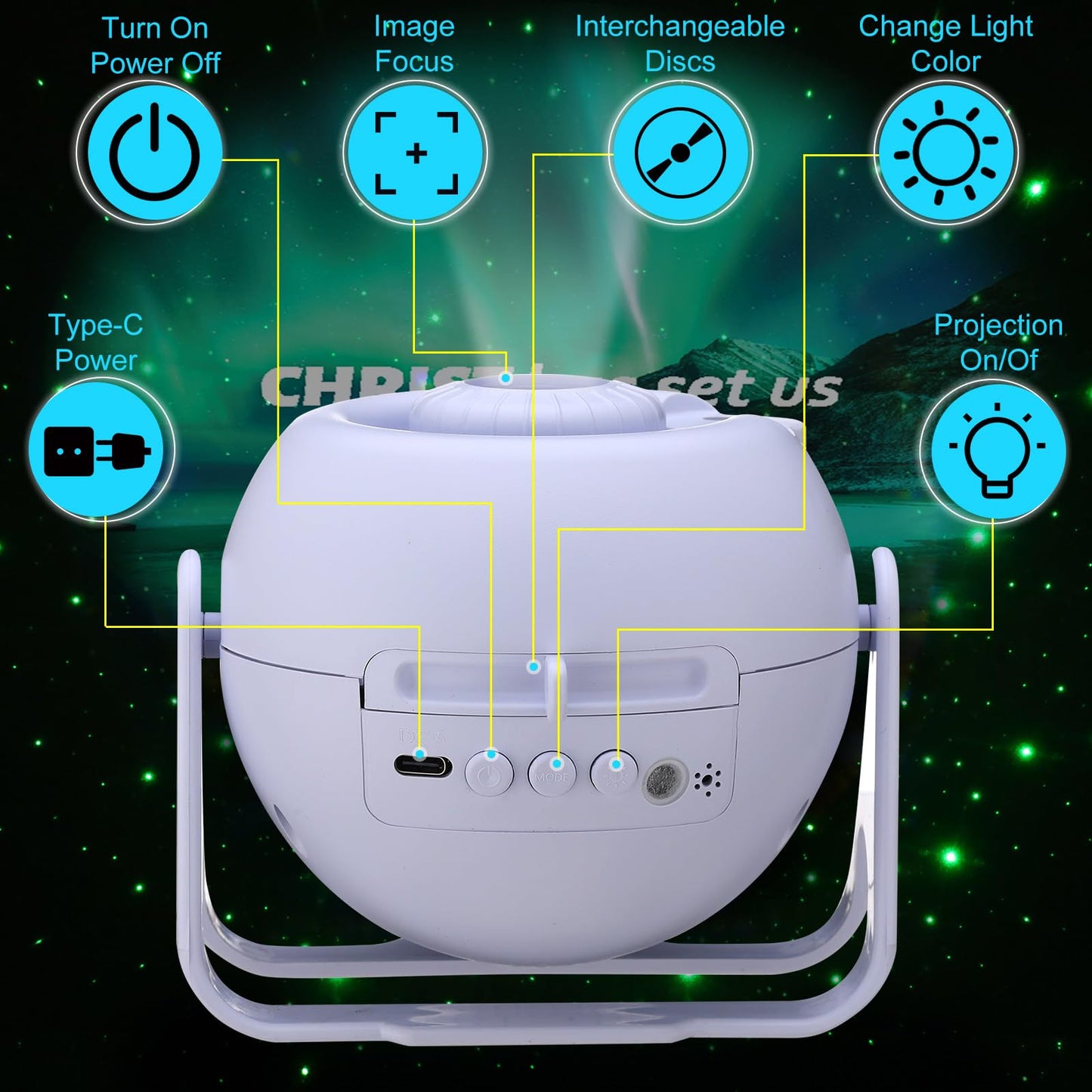 Aurelema Landscape Verses Projector Galaxy Projector Includes 12 Interchangeable Christian Discs Night Light Set Project Religious On Walls Or Ceilings For Gift
