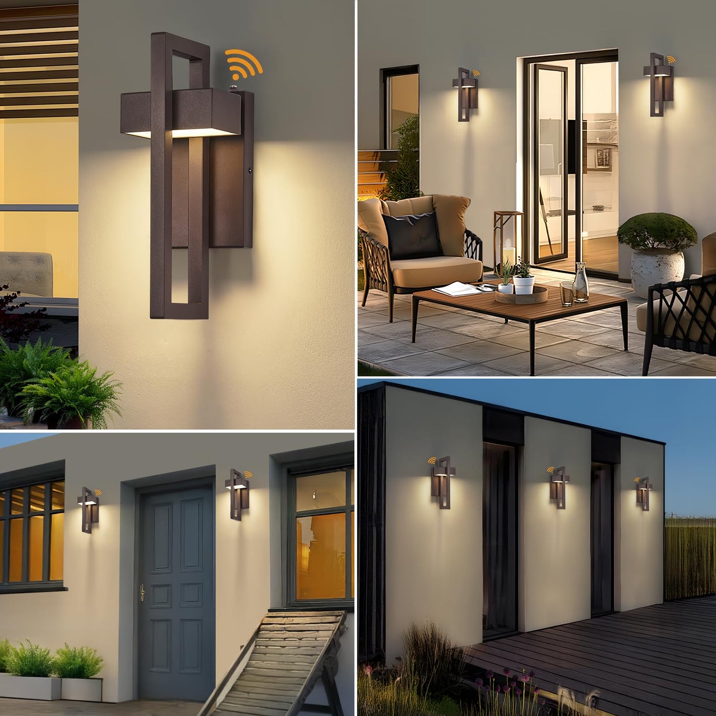 Tewei Led Outdoor Wall Sconce Dusk To Dawn Outdoor Lighting  Modern Exterior Lighting Fixtures  Brown Led Front Porch Lights Outside Wall Mount Lights For House  Hallway  Warm White 3000K  1 Pack