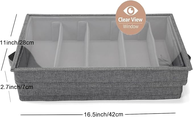 Joyfol Day Flatware Utensil Storage Case, Silverware Storage Box with Padded Dividers, Removable Cutlery Storage Holder with Handles and Removable Lid, for Protects and Organizes Cutlery, Grey