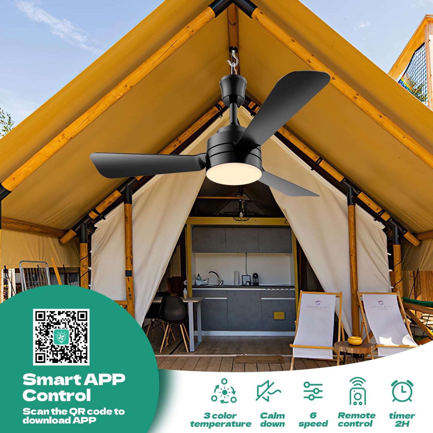 Pblala Ceiling Fans With Lights,28 Led Fan Light Hanging With Hook,Plug In Ceiling Fan Light,Hook Type Ceiling Fan,35W,3000-6500