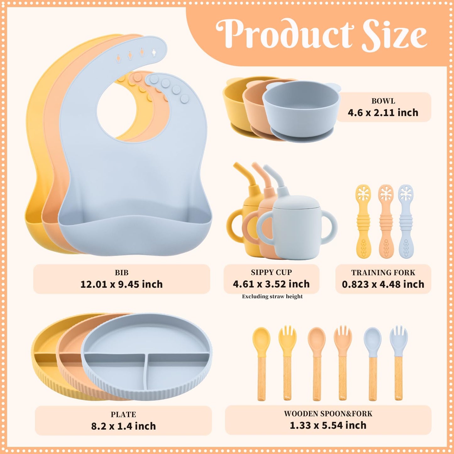 CHCC Silicone Baby Feeding Set 21 Pcs, Baby Led Weaning Supplies, Baby Feeding Supplies Set BPA Free, Essentials for Newborn Gift Mixed