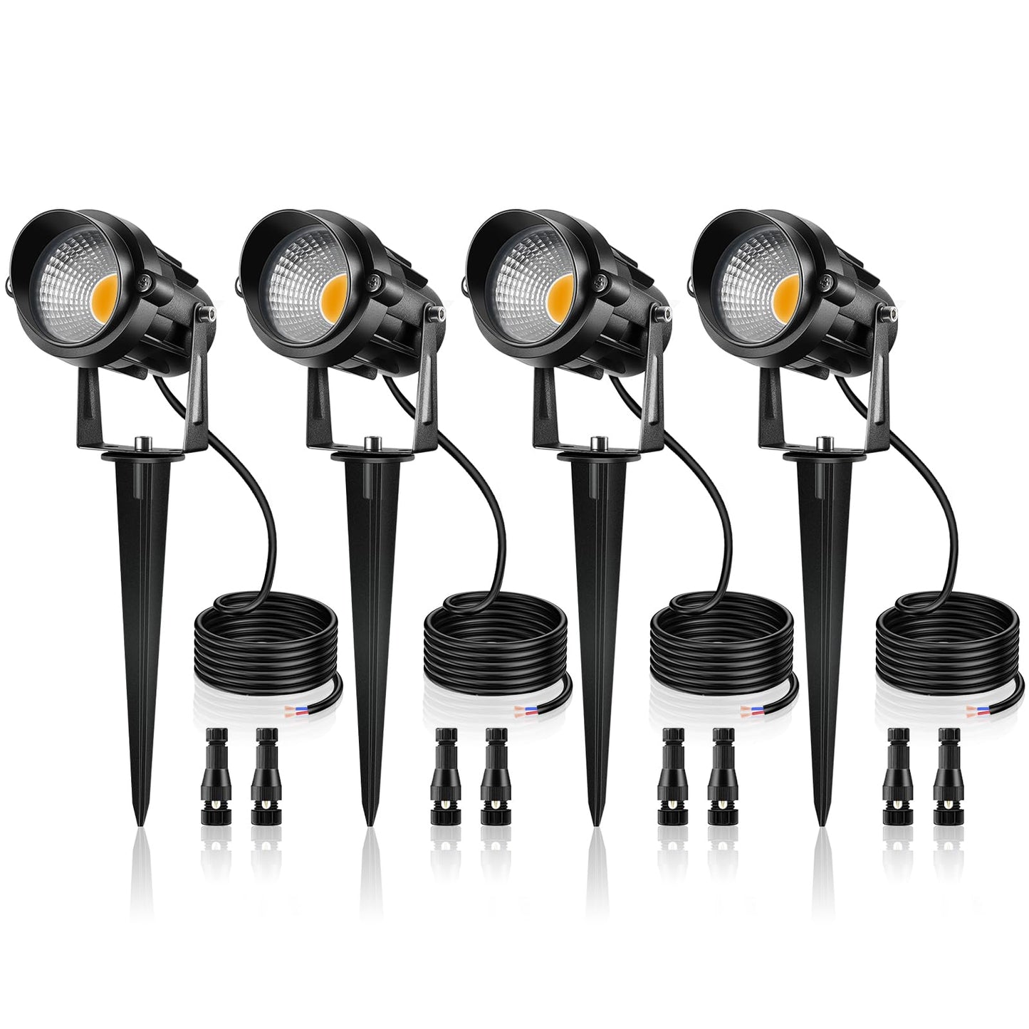 Lemonbest 12W Low Voltage Led Landscape Lights, 4 Packs, Warm White, Ip65 Waterproof, 12V Spotlight For Garden & Pathway