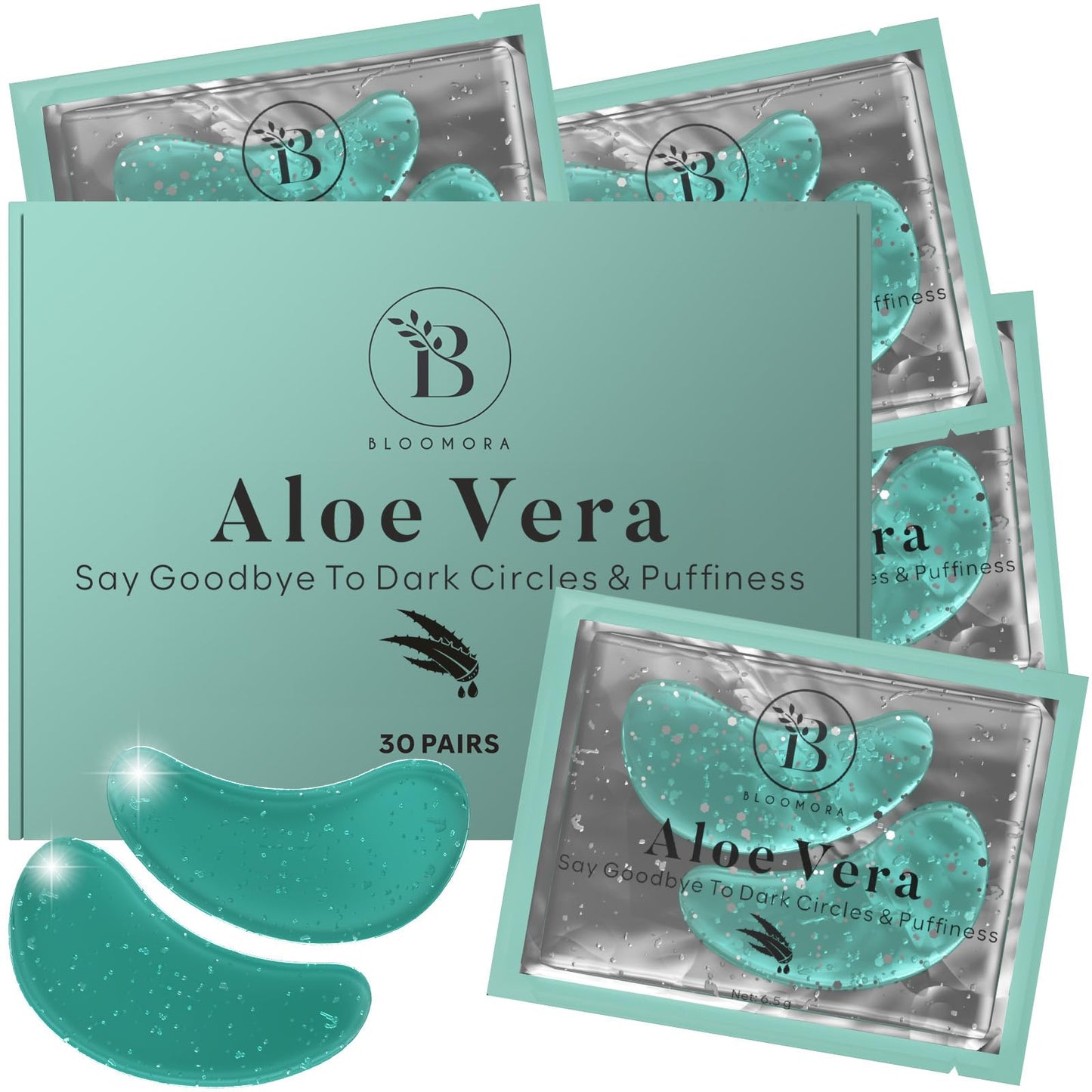 Aloe Vera Under Eye Patches (30 PAIRS), For Puffy Eyes and Dark Circles, Under Eye Mask with Hyaluronic Acid & Hydrolyzed Collag