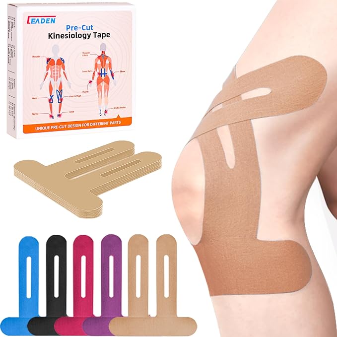 IEADEN Precut Kinesiology Tape for Knees, 10 Pcs - Knee Support & Stability, Knee Pain Relief Athletic Tape - Waterproof &...