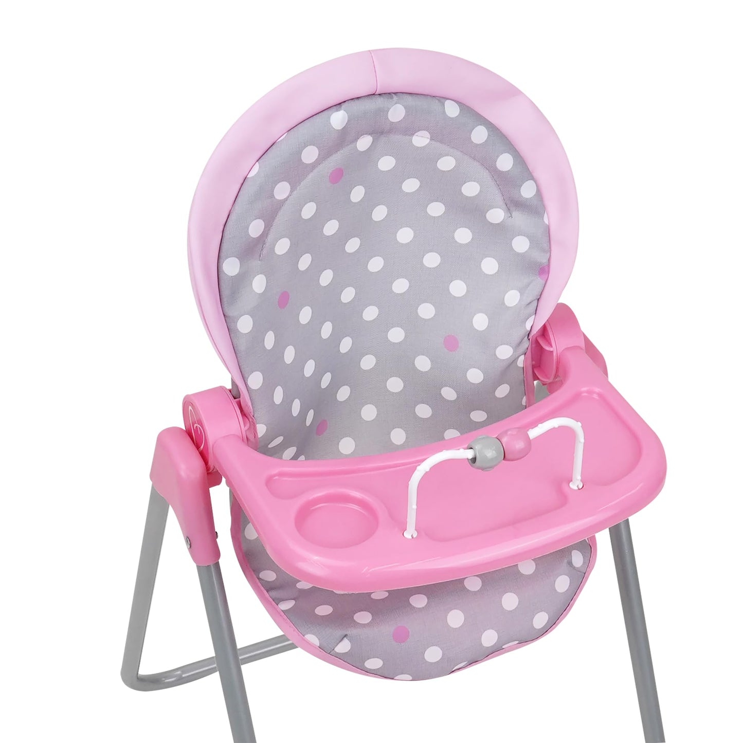509 Crew: Cotton Candy Pink: Foodie Doll Highchair - Pink, Grey, Polka Dot - for Dolls Up to 21", Sturdy, Kids Pretend Play, Ages 3+