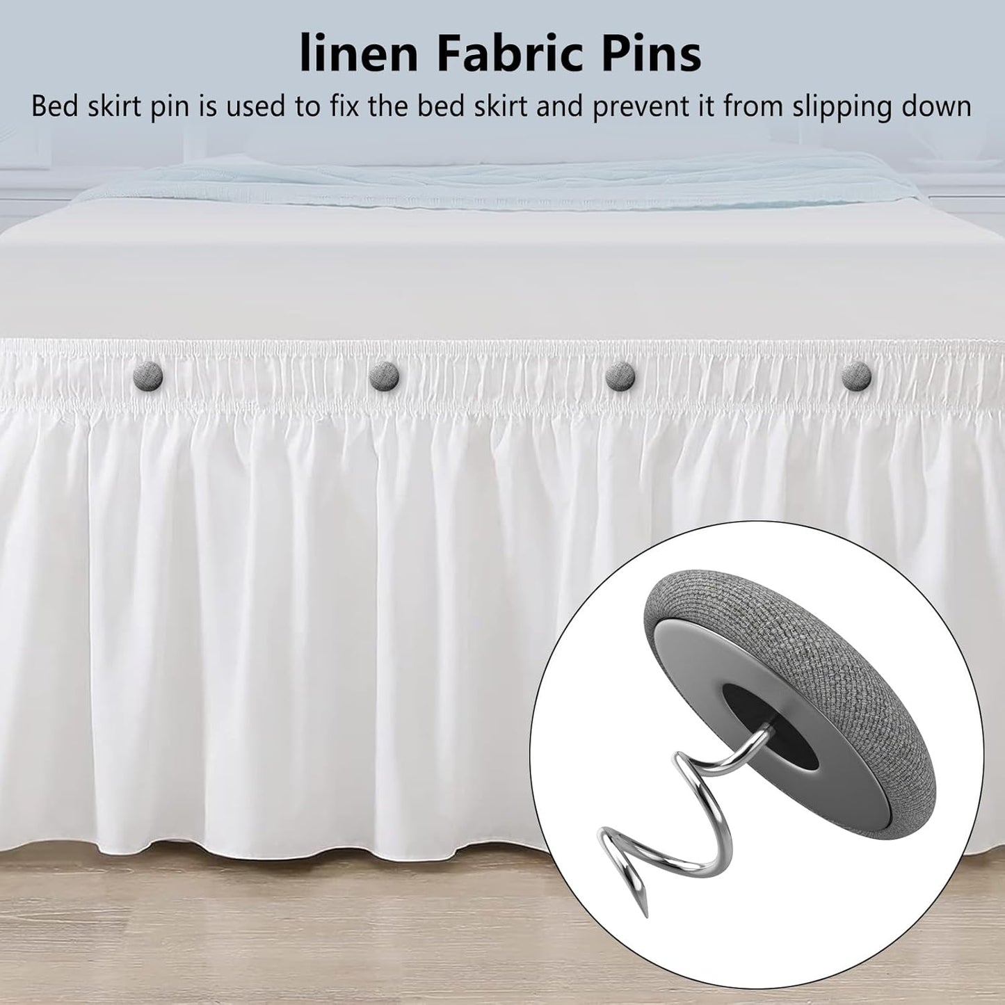 12 Colors Fabric Covered Button Twist Pins Dust Ruffle Pins- for Sofa，Upholstery，Armchair Caddies, Armrest Covers,Bed Skirts, Slipcovers, Headliners (Medium Gray, 24)