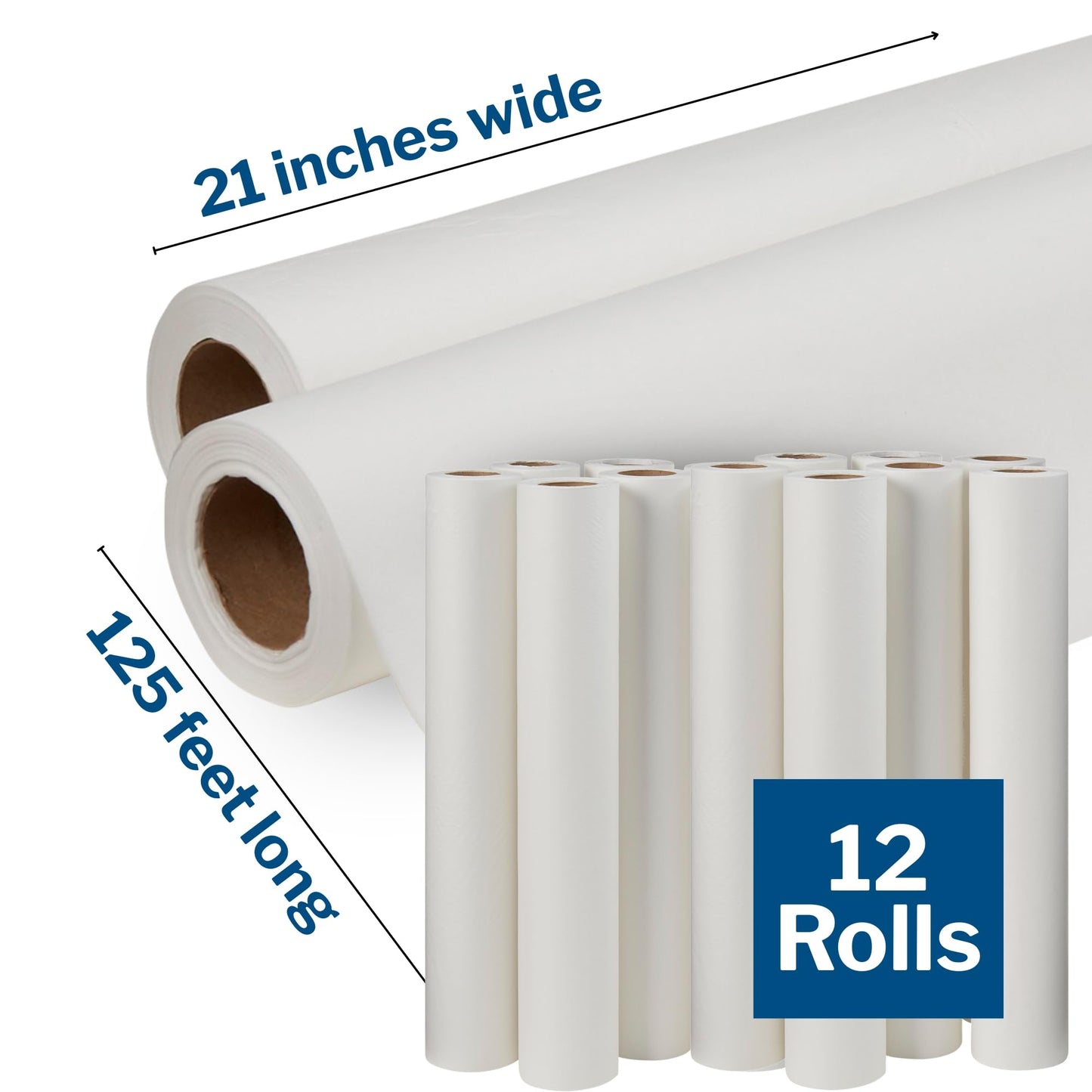 McKesson Medical Exam Table Paper Rolls [12 Rolls] – 21 in x 125 ft White Standard Crepe Disposable Bed Cover for Doctor, Spa, Diaper Changing, Waxing, Nursing, Chiropractor, Patternmaking, Tracing