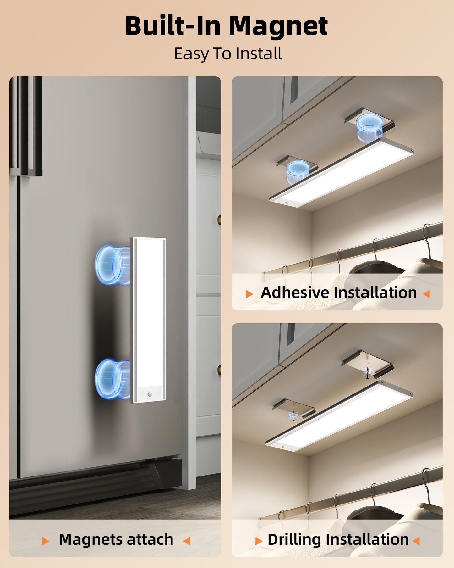 Ezvalo 3000Mah Under Cabinet Lighting Wireless  150Lm Super Bright Motion Sensor Light  Rechargeable Under Counter Lights For Kitchen  Dimmable Closet Light With 3-Inch Ultra-Wide Panel 2Pack