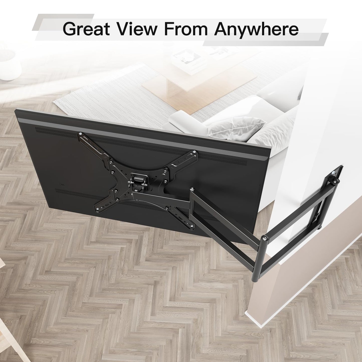 ELIVED Long Arm TV Wall Mount for Most 26-65 Inch TVs, 37.4 Inch Long Extension TV Mount Swivel and Tilt, Max VESA 400x400mm, Full Motion Wall Mount tv Bracket Holds up to 77 lbs.