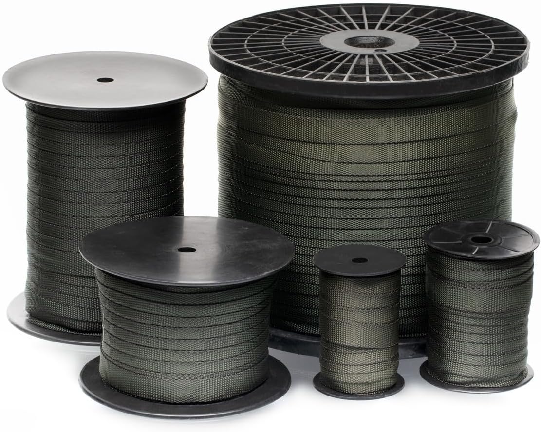 Tree Straps for Staking, Tree Ties for Plant Support, 3/4 Inch Width Guying Material Webbing Garden Strap for Outdoor Tree Straightening, 1500 Lbs Strength (Army Green) - 250 Feet