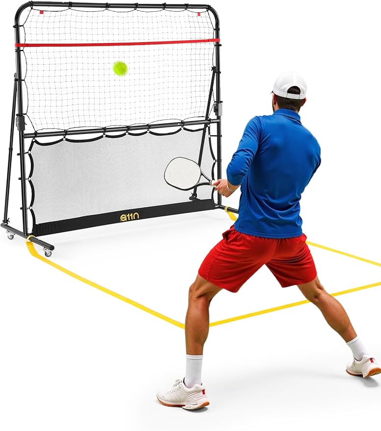 A11N SPORTS Pickleball Rebounder with Adjustable Angles & 360° Wheels – Practice Rebounder for Forehand, Backhand, Dinks, ...