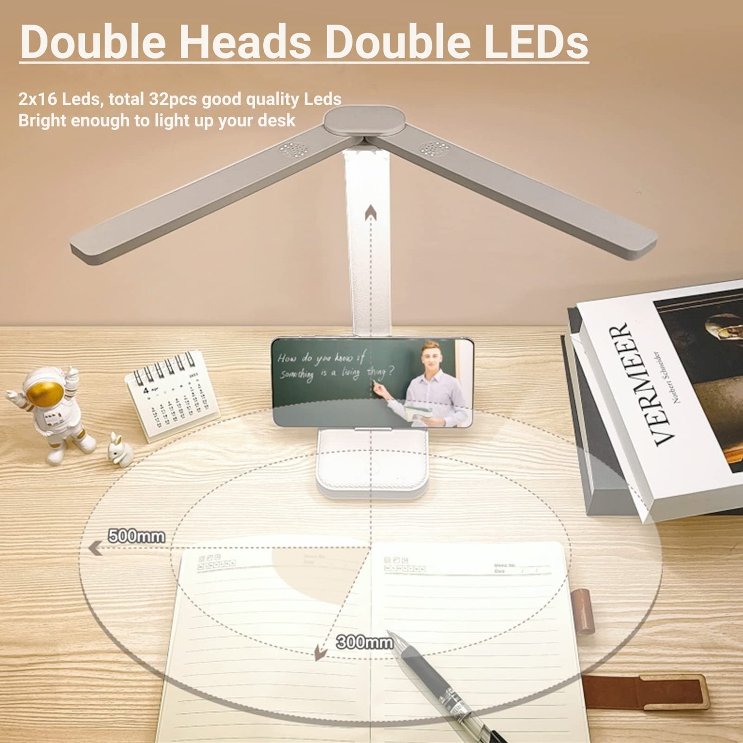 Luxlumin Blue Desk Lamp - Portable, Rechargeable, 3 Lighting Modes, Ideal For Home Office, Kids, Reading, Studying