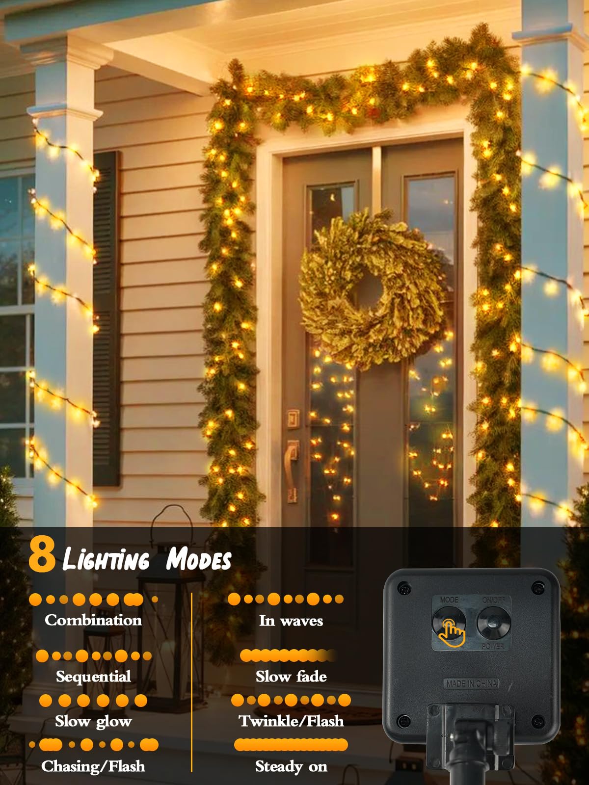 6 Pack Christmas Solar String Lights Outdoor Waterproof  198Ft 600 Led Green Wire Solar Fairy Lights With 8 Modes  Solar Twinkle Lights For Garden Tree Patio Fence Christmas Decorations (Warm White)