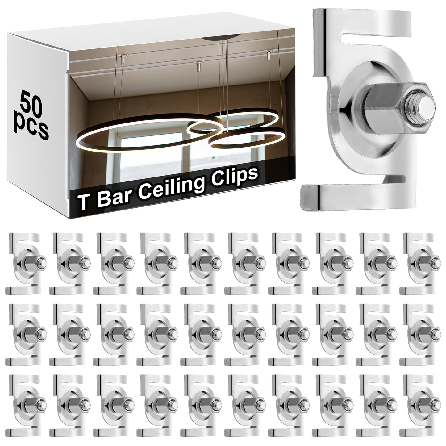 Shimeyao 50 Pcs T Bar Ceiling Clips Track Lighting Attachment 120v T Bar Grid Drop Ceiling Clip to Mount Track to Drop Grid for
