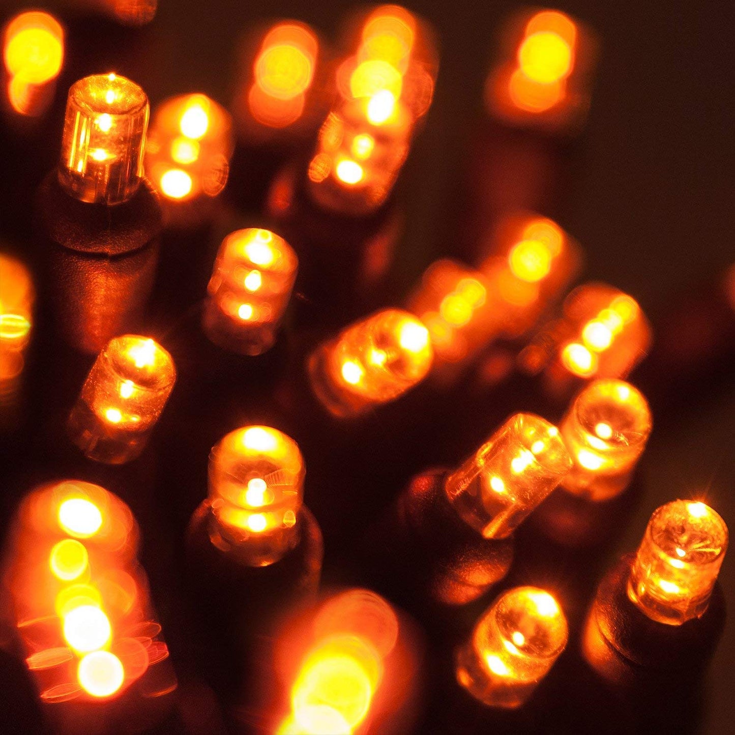Wintergreen Lighting LED Mini Light Set, 70 Amber/Orange Lights, 24 ft, Indoor/Outdoor, UL Certified, Black Wire, Model IOS-2-35-2
