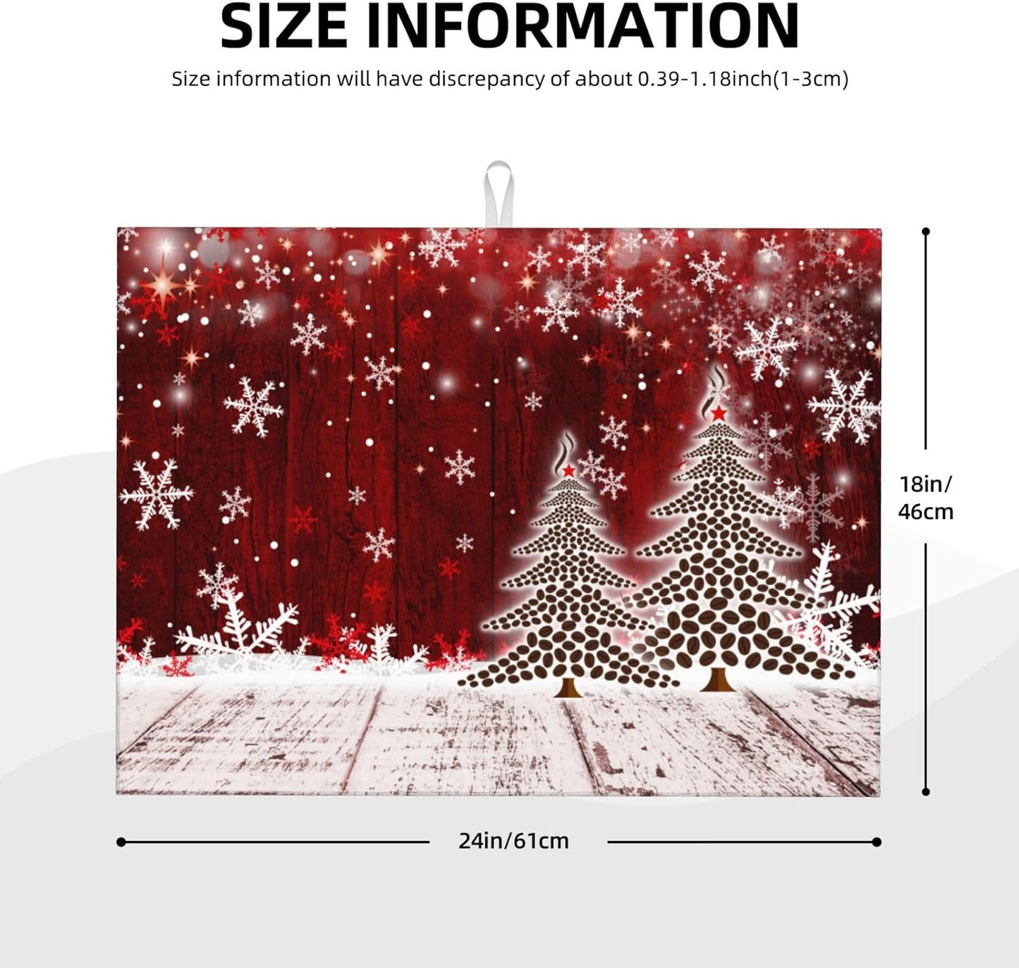 Dish Drying Mat Christmas Xmas Tree Snowflake for Kitchen Counter Absorbent 18x24 Inch Microfiber Dishes Plate Glass Dry Draining Pad Reversible Washable