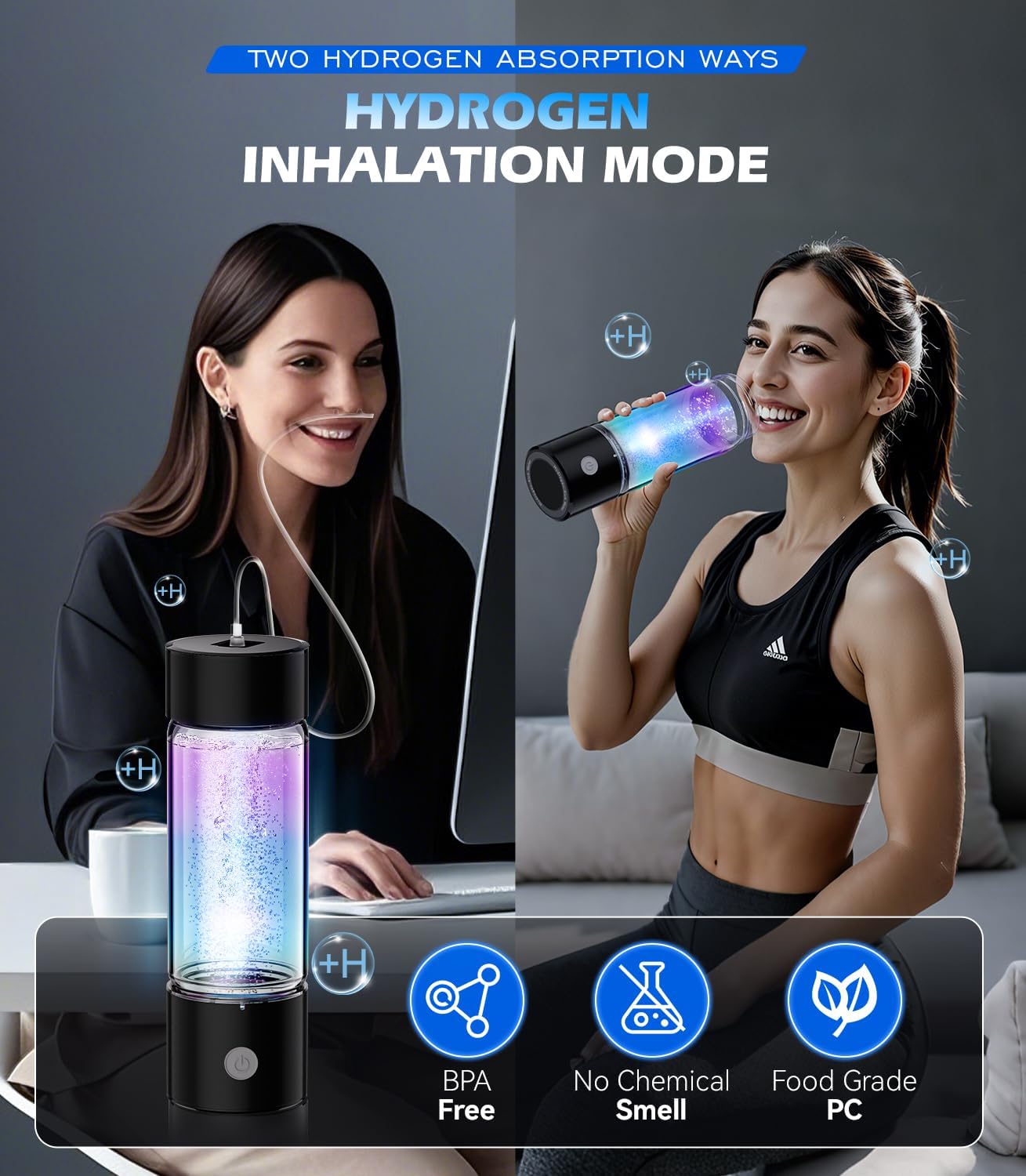 4.0 Upgrade Hydrogen Water Bottle & Hydrogen Absorption 【SGS Certification - 5000PPB】 Hydrogen Water Bottle 【NO.1-100% Odorless】 2025 SPE PEM Technique, Double Hydrogen Content