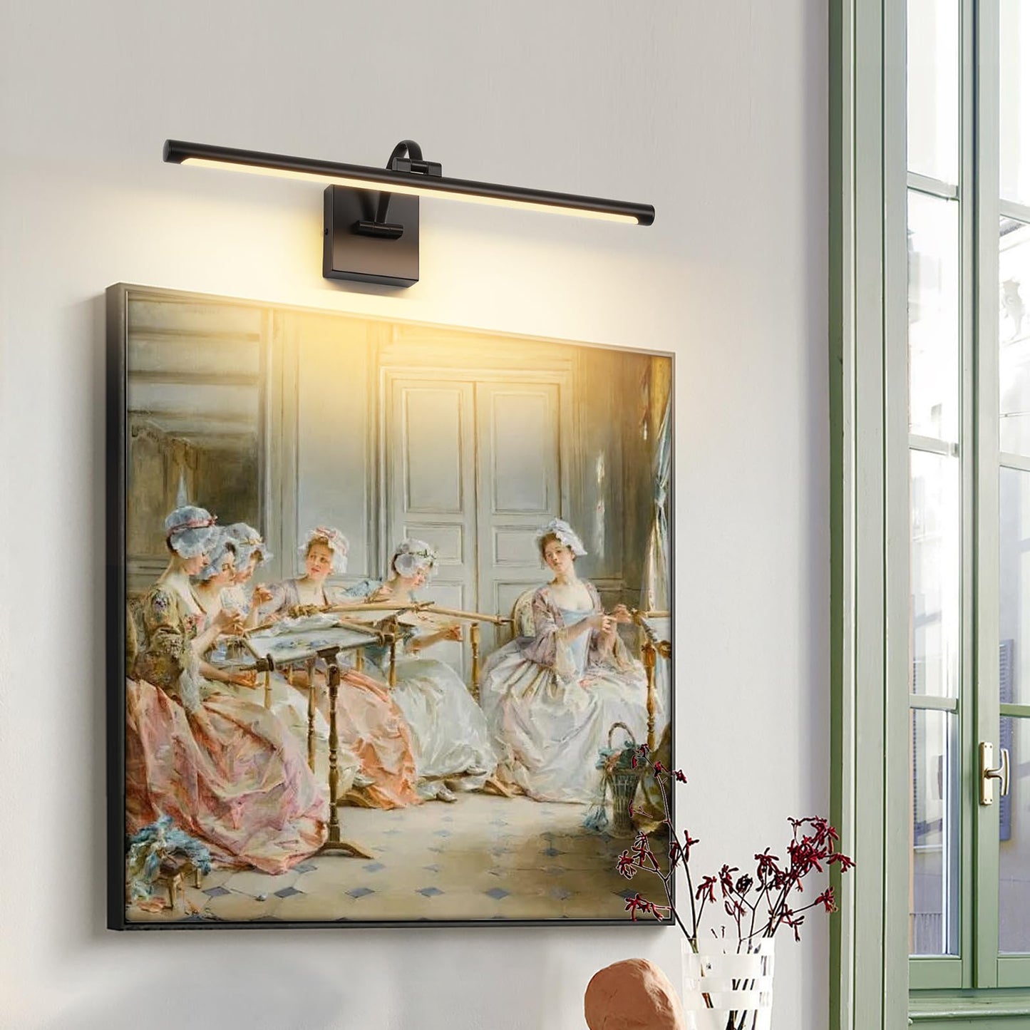 Desoop Black Picture Lights For Wall Hardwired Led Picture Lighting Dimmable Gallery Light Art Light For Wall Portrait Artwork 23.62 Inch 14W Warm White