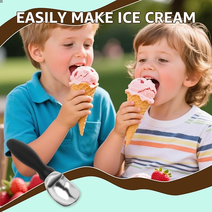 Ice Cream Scoop with Ergonomic Soft Grip Handle Professional Ice Cream Scooper Multifunctional Cookie Scoop for Cookie Dough Gelato Sorbet Black