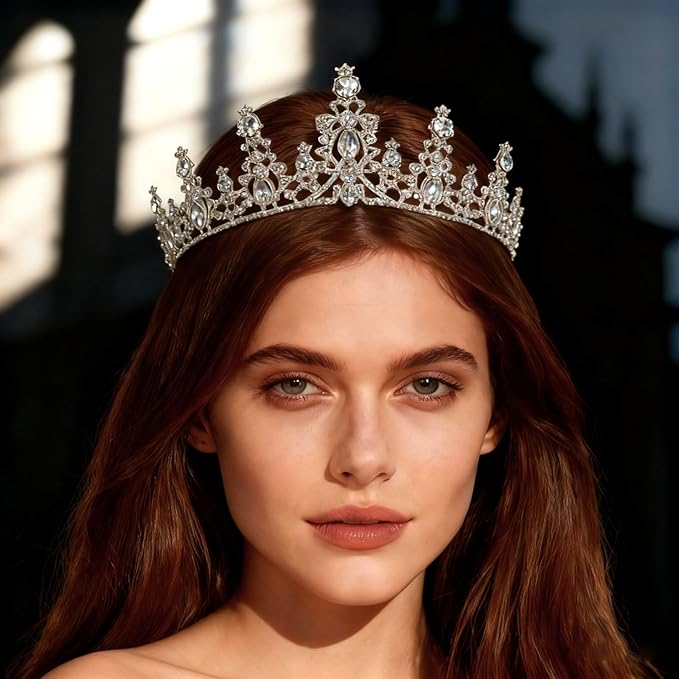 Silver Tiara Crown for Women,Wedding Tiaras for Bride,Princess Crowns and Tiaras for Girl,Crowns for Birthday Halloween Co...