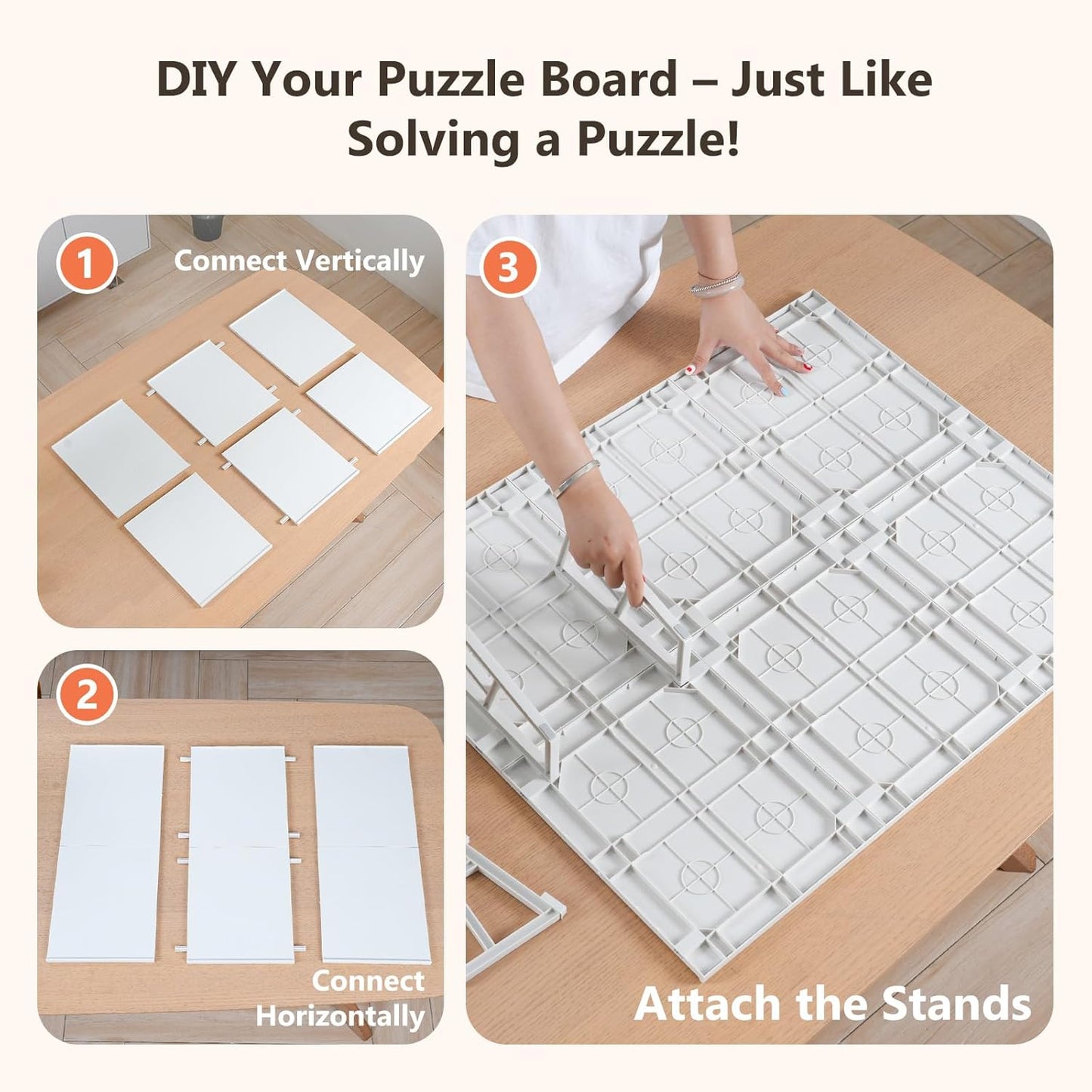WELGEE 1000-Piecce Tilting Puzzle Board with Stand, 31” x 24” Lightweight Portable Puzzle Table for Adults & Seniors, DIY Customizable Puzzle Accessory Only 3.5 lbs (White)